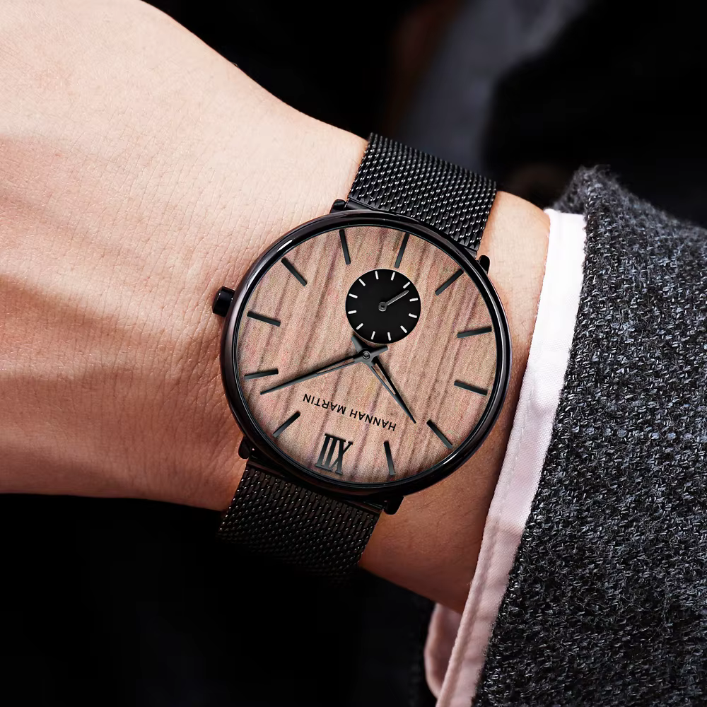 Hannah Martin-Montre-bracelet en acier inoxydable pour homme