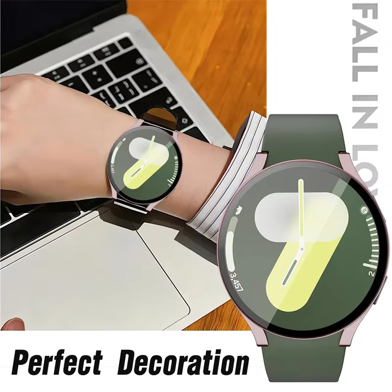 Verre trempé + boîtier + bracelet en Silicone pour Samsung Galaxy Watch 7 6 5 4 40mm 44mm 2 pack housse de protection