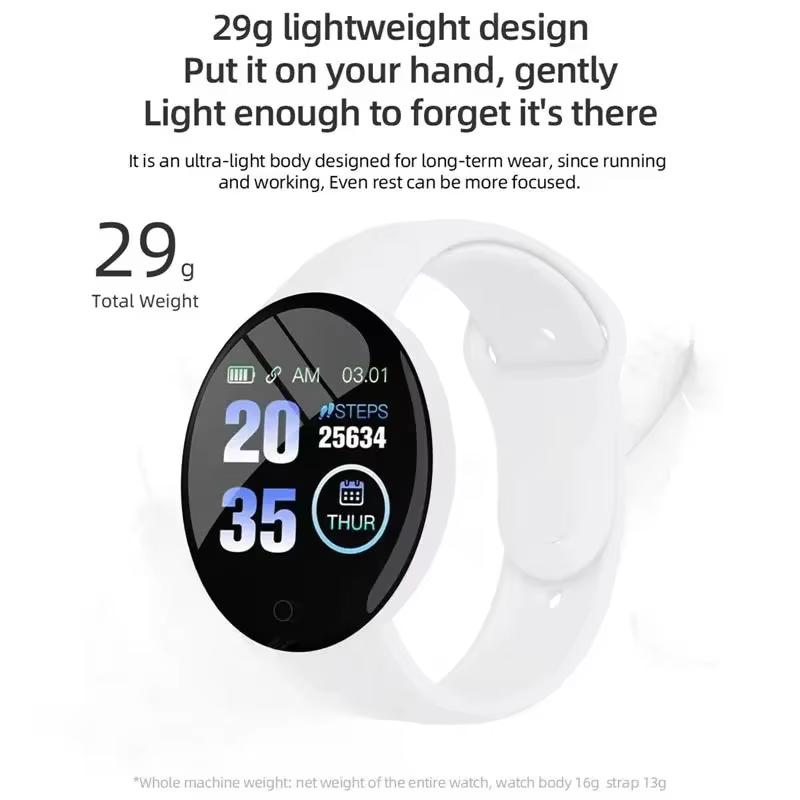 Montre connectée D18, écran couleur circulaire