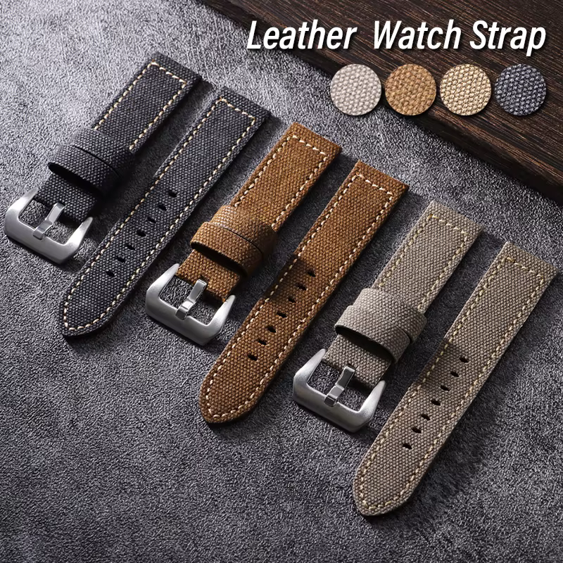 Bracelet de montre vintage en toile respirante 20mm 22mm 24mm