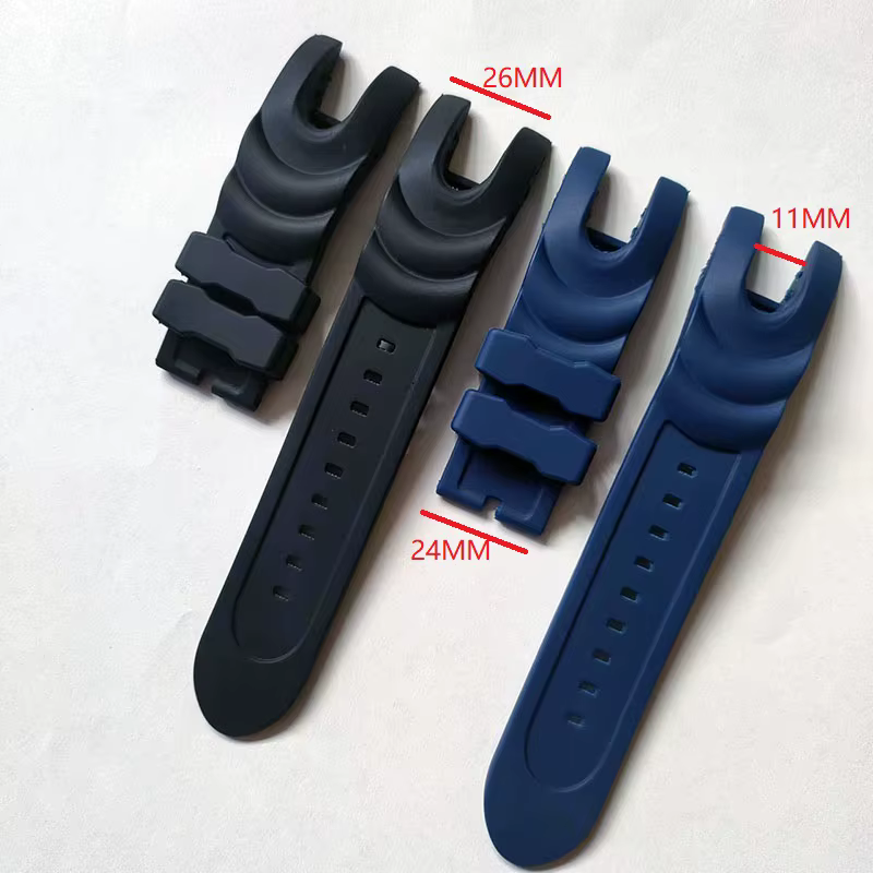 Bracelet de montre en caoutchouc noir bleu 26mm