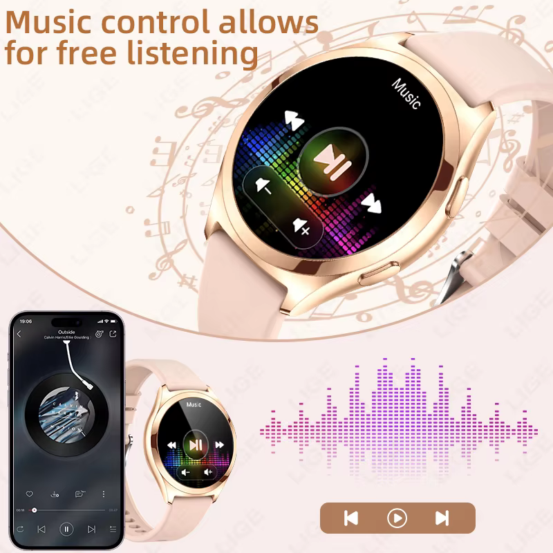LIGE montre intelligente femmes répondre faire des appels 1.27 pouces Fitness Tracker