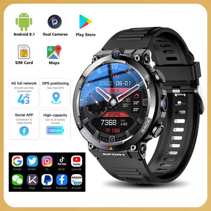 Montre intelligente réseau 4G pour hommes et femmes