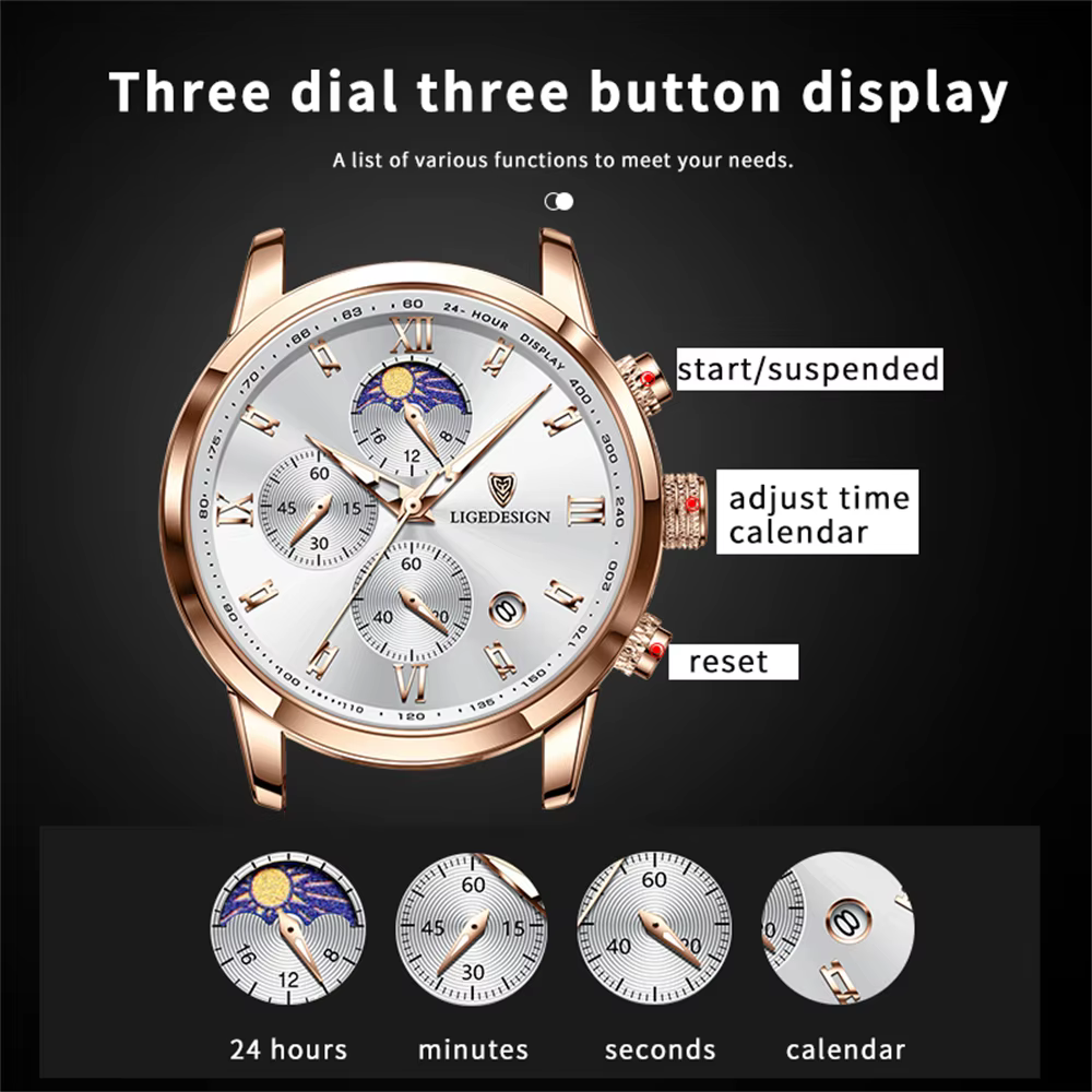 Nouvelles montres pour hommes LIGE Top marque de luxe