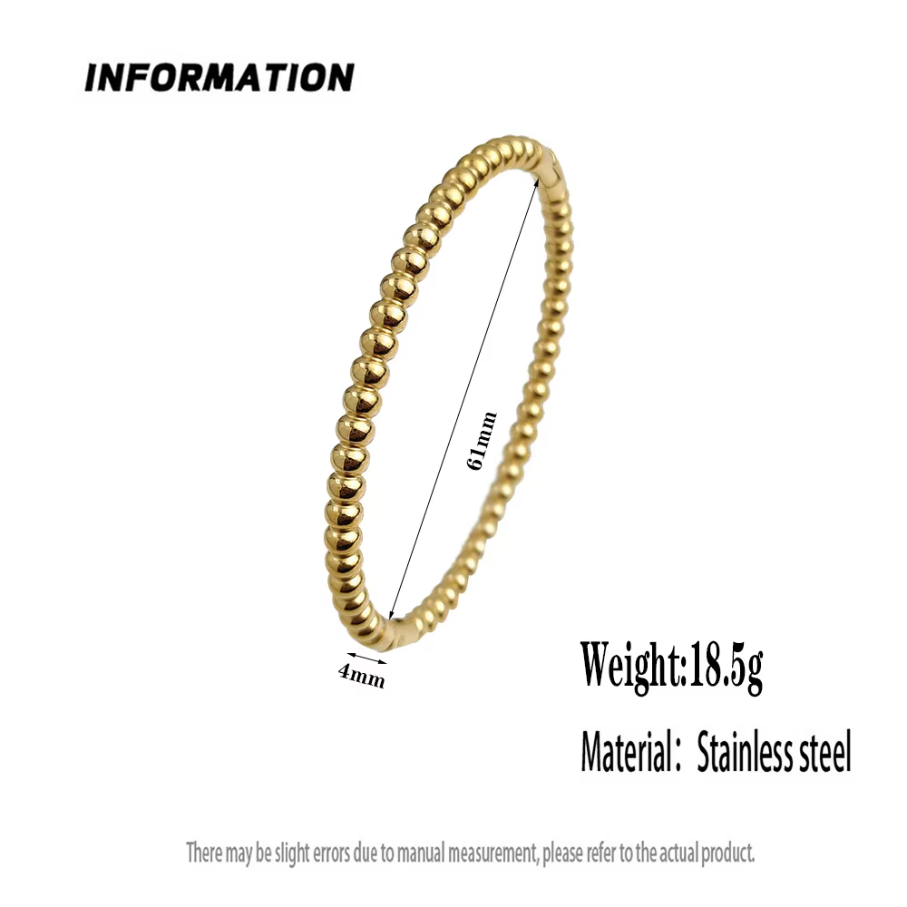 Nouveau bracelet plaqué or en perles de boule en acier inoxydable, bracelet classique en argent en forme de O pour femmes, bijoux de fête de mariage