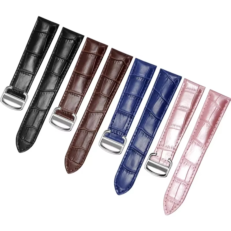 Bracelet de montre en cuir véritable pour Cartier Tank Solo