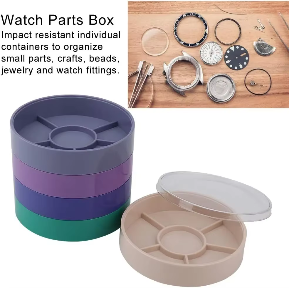 Boîte de rangement de pièces de montre, boîte de rangement d'outils de réparation de montre à 5 couches, boîte de pièces de couleur, outils de montre pour composant de vis, mouvement NH35
