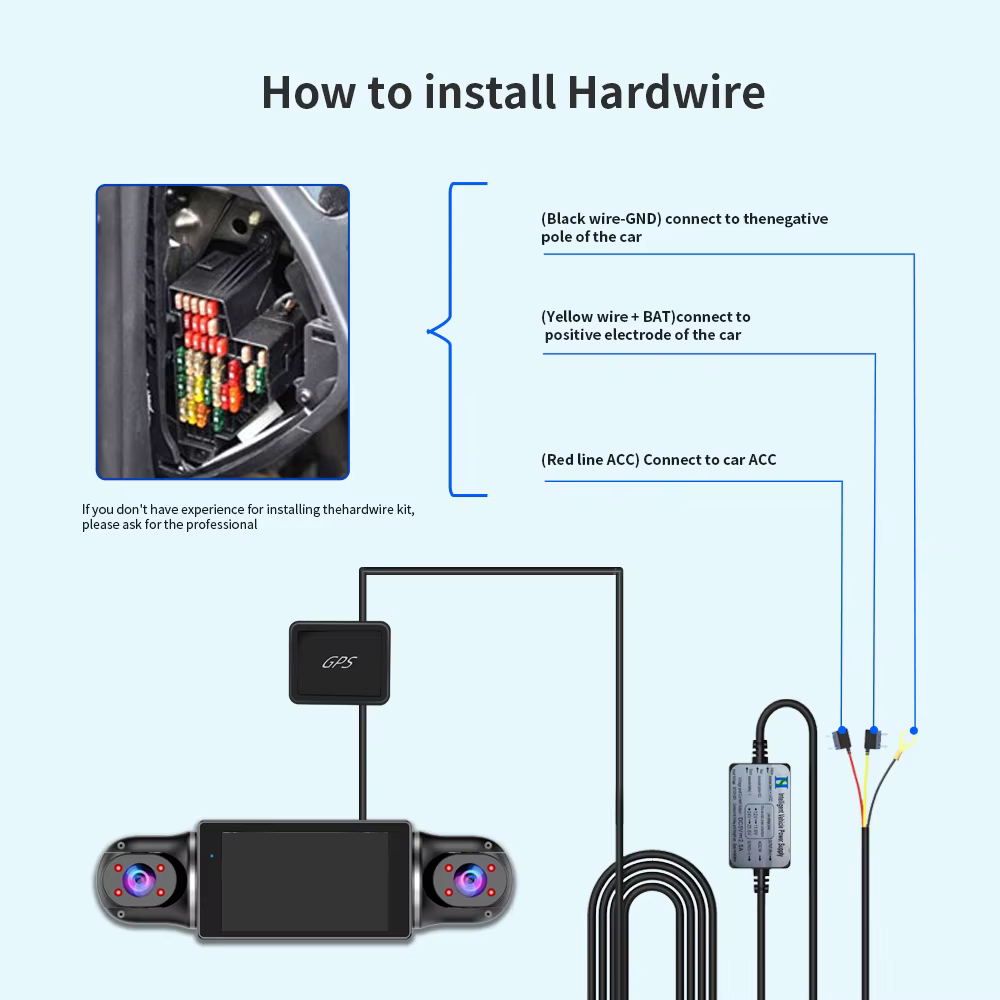Moniteur de stationnement WiFi GPS 24h, caméra de tableau de bord pour enregistreur de conduite de voiture, 4 objectifs FHD 1080P DashCam, tachygraphe de Vision nocturne 64 go 360 °   DVR de voiture