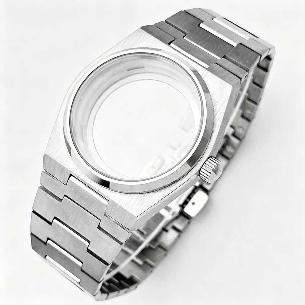 PRX NH35 40mm boîtier de montre cannelé lunette lisse ajustement 28.5 et 31.8mm cadran pour Tissot NH35/36/38 mouvement automatique saphir Mod pièces