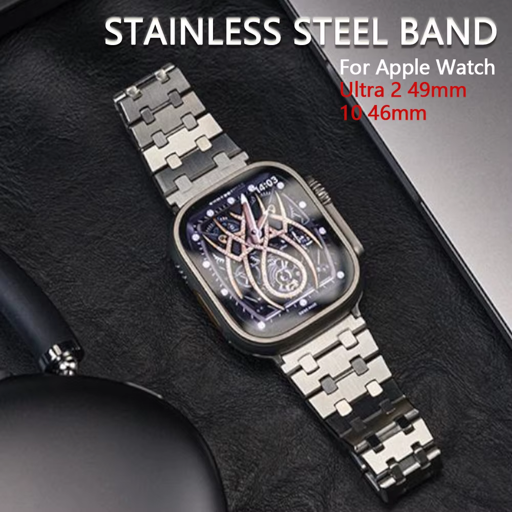 Bracelet en acier inoxydable pour Bracelet de montre Apple Ultra 2 49mm 46mm 45 44mm 41 40 44 38mm Bracelet en métal de luxe IWatch 10 9 8 7 6 SE 5