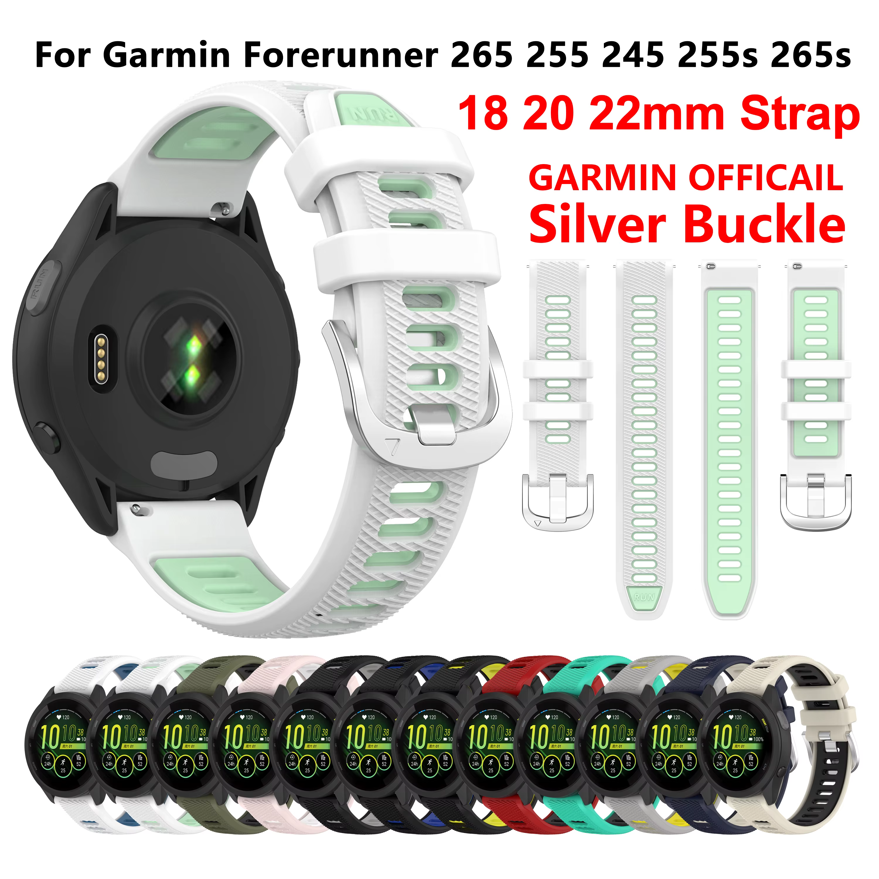 Bracelet de montre de remplacement 18 20 22 mm pour Garmin Forerunner 745 645 265 255 245