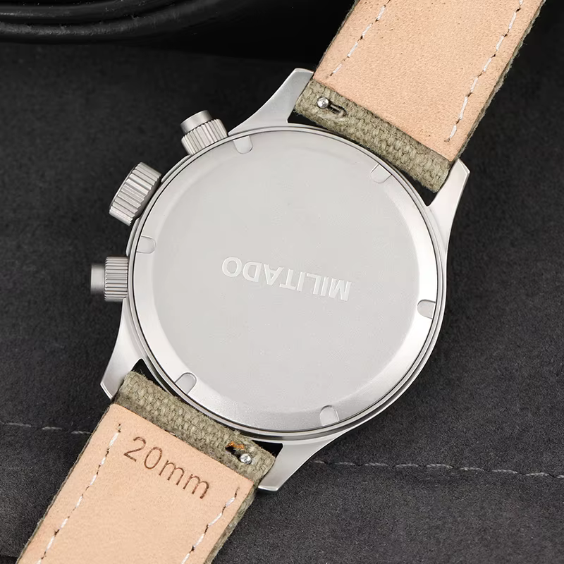 Militado ML1868KF rétro VK67 montre chronographe à Quartz boîtier en acier inoxydable 3 cadran étanche 100M