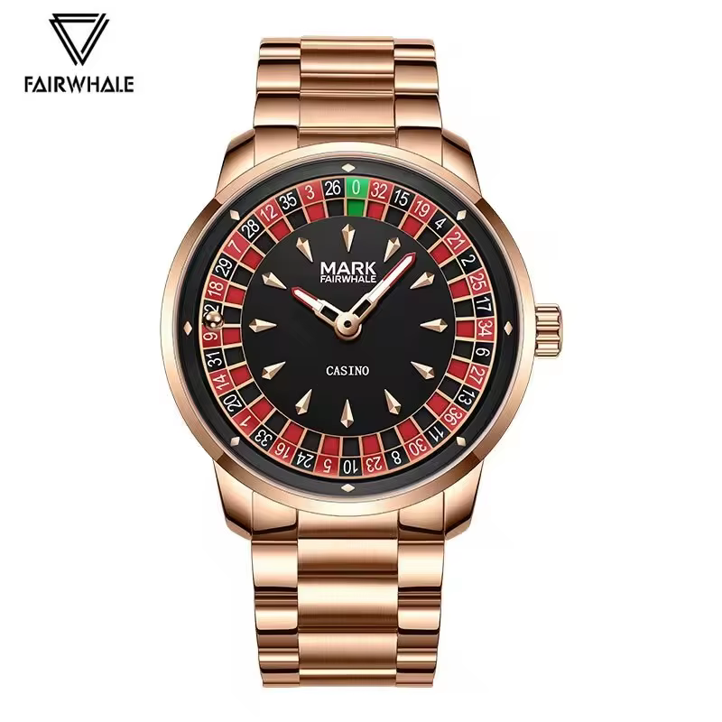 Mark Fairwhale 5031 mode montres à Quartz pour homme cadran rotatif créatif lumineux étanche bracelet en acier décontracté hommes montre-bracelet