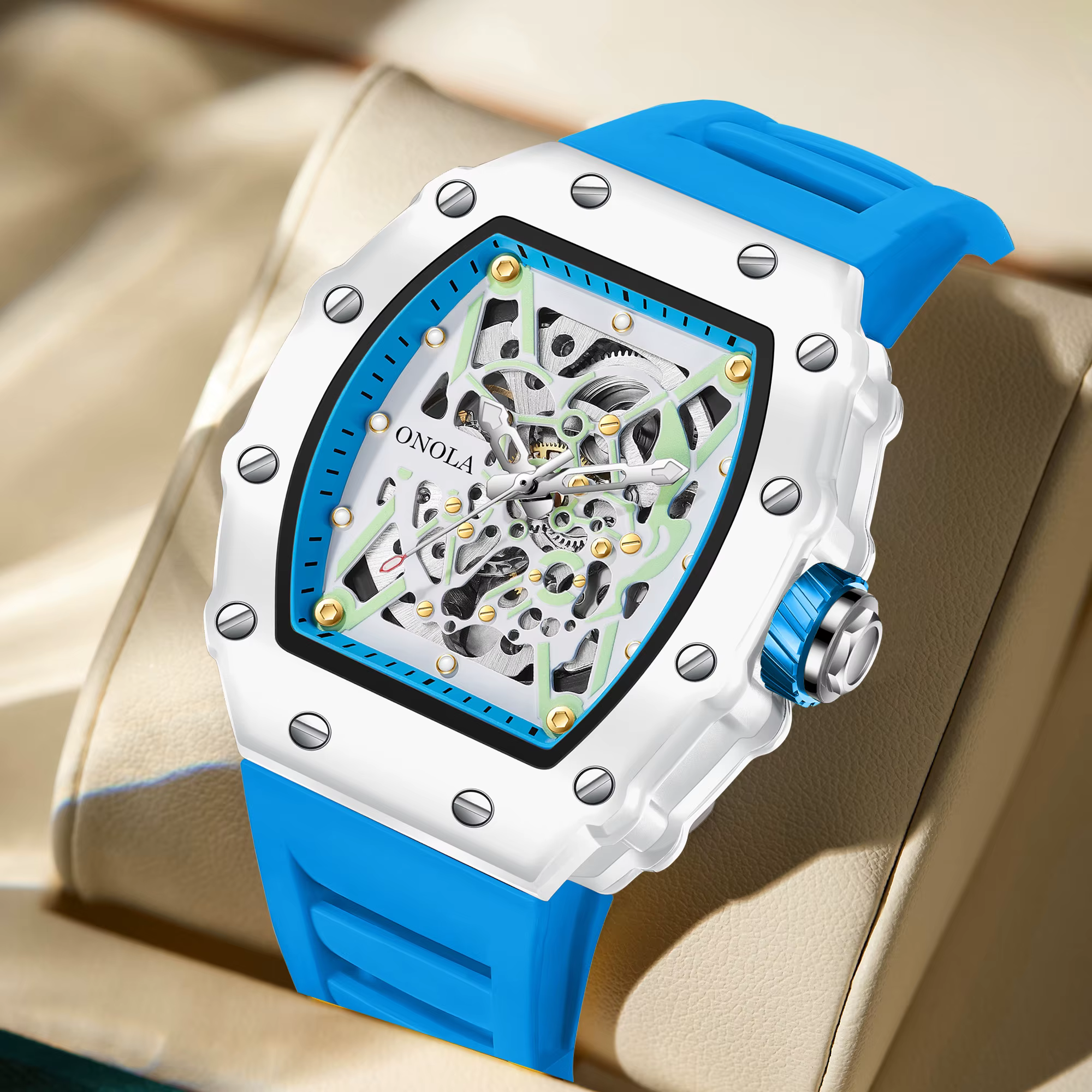 ONOLA montres pour hommes haut de gamme mouvement automatique mode sport lumineux 30M étanche mécanique