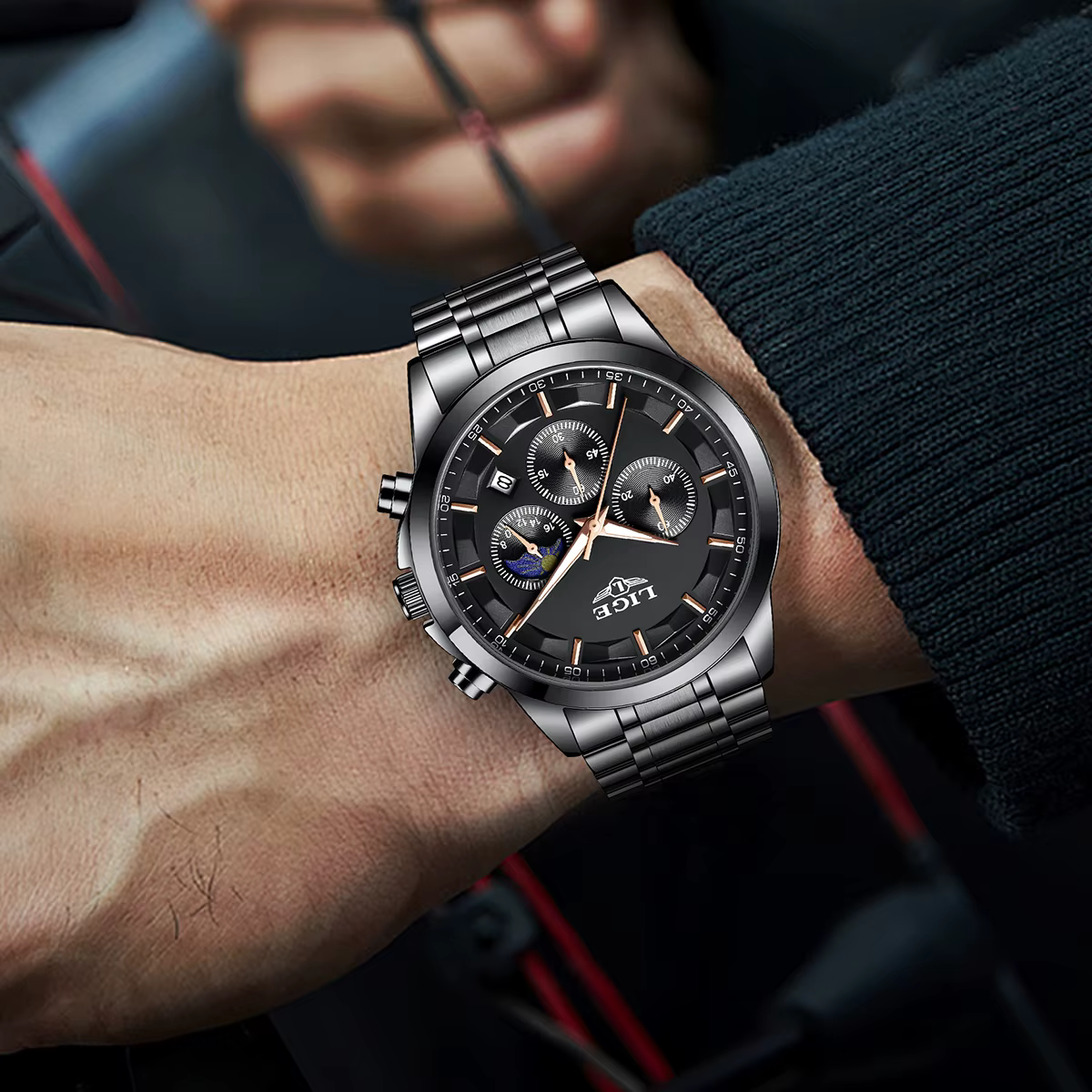 LIGE montres d'affaires hommes Top marque de luxe montre-bracelet à Quartz 3Bar étanche chronographe montre lumineuse pour Gentleman cadeau + boîte
