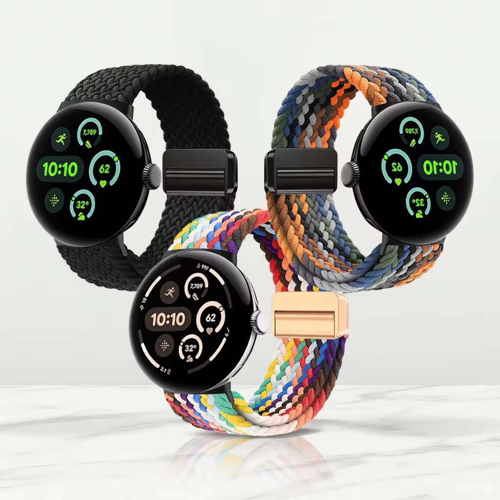 Bracelets en nylon sportifs pour Google Pixel Watch / Google Pixel Watch 2 / Pixel Watch 4/3 41 mm, bracelets magnétiques tressés pour femmes et hommes