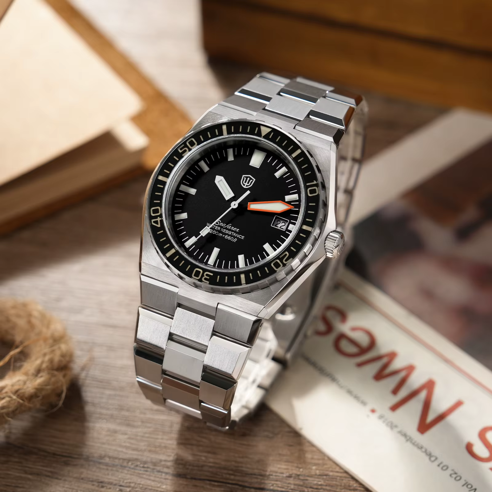 Watchdives WD0017 41mm Montre pour homme Ronda 515 VH31 Montres à quartz à seconde fluide Verre saphir Étanche 200M Acier inoxydable