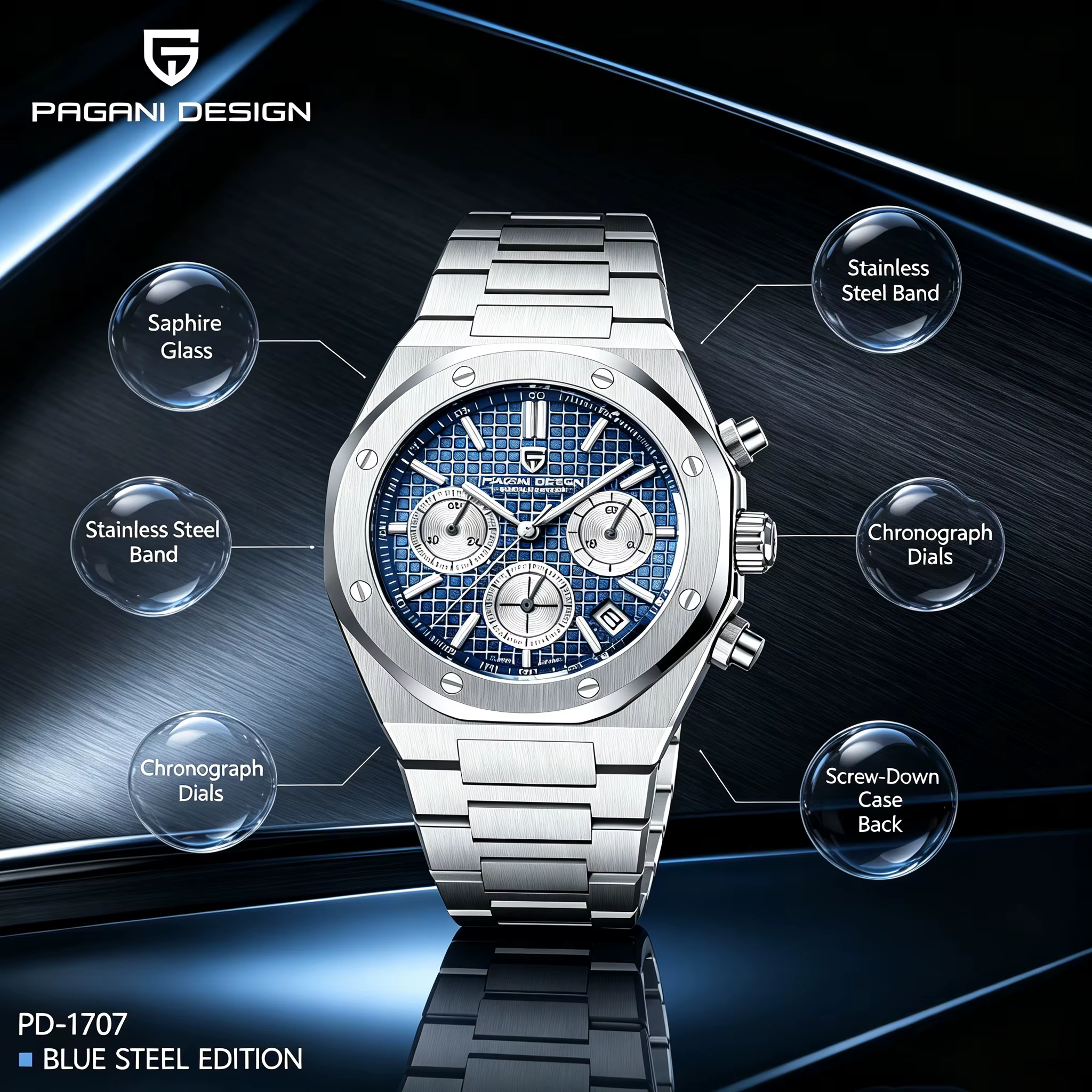 Pagani Design 2026 Nouveau Vk63 Montre Homme Tendance V2 Chronographe Quartz Luxe Saphir Acier Inoxydable Étanche Sport