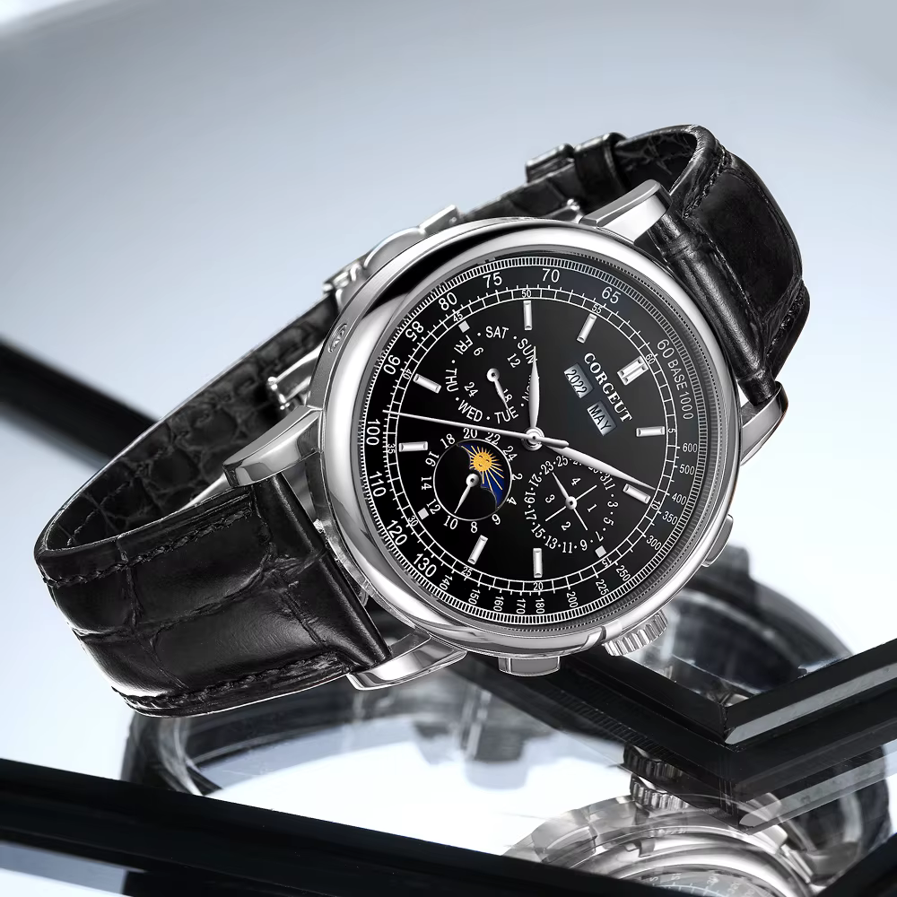 Logo personnalisé bricolage montres mécaniques automatiques pour homme d'affaires Multification Date jour mois année