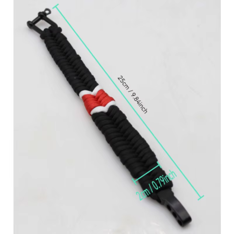 Bracelet paracorde tressé à boucle réglable en forme de U