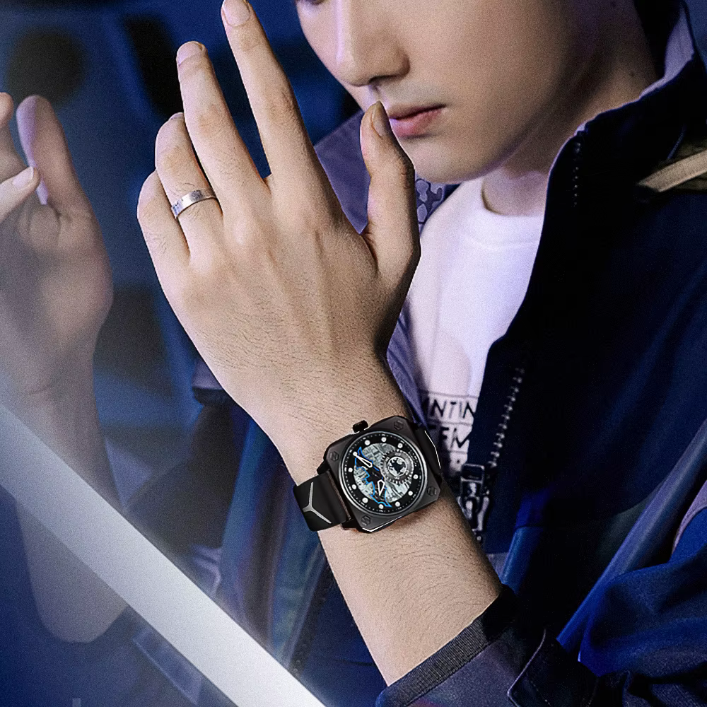 Montres pour hommes de marque supérieure montre-bracelet mécanique carrée de luxe originale étanche mouvement mouette