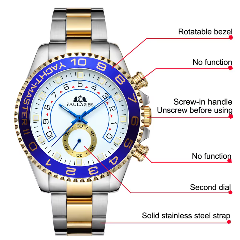 PAULAREIS P marque de luxe automatique auto vent montres mécaniques pour hommes en acier inoxydable décontracté