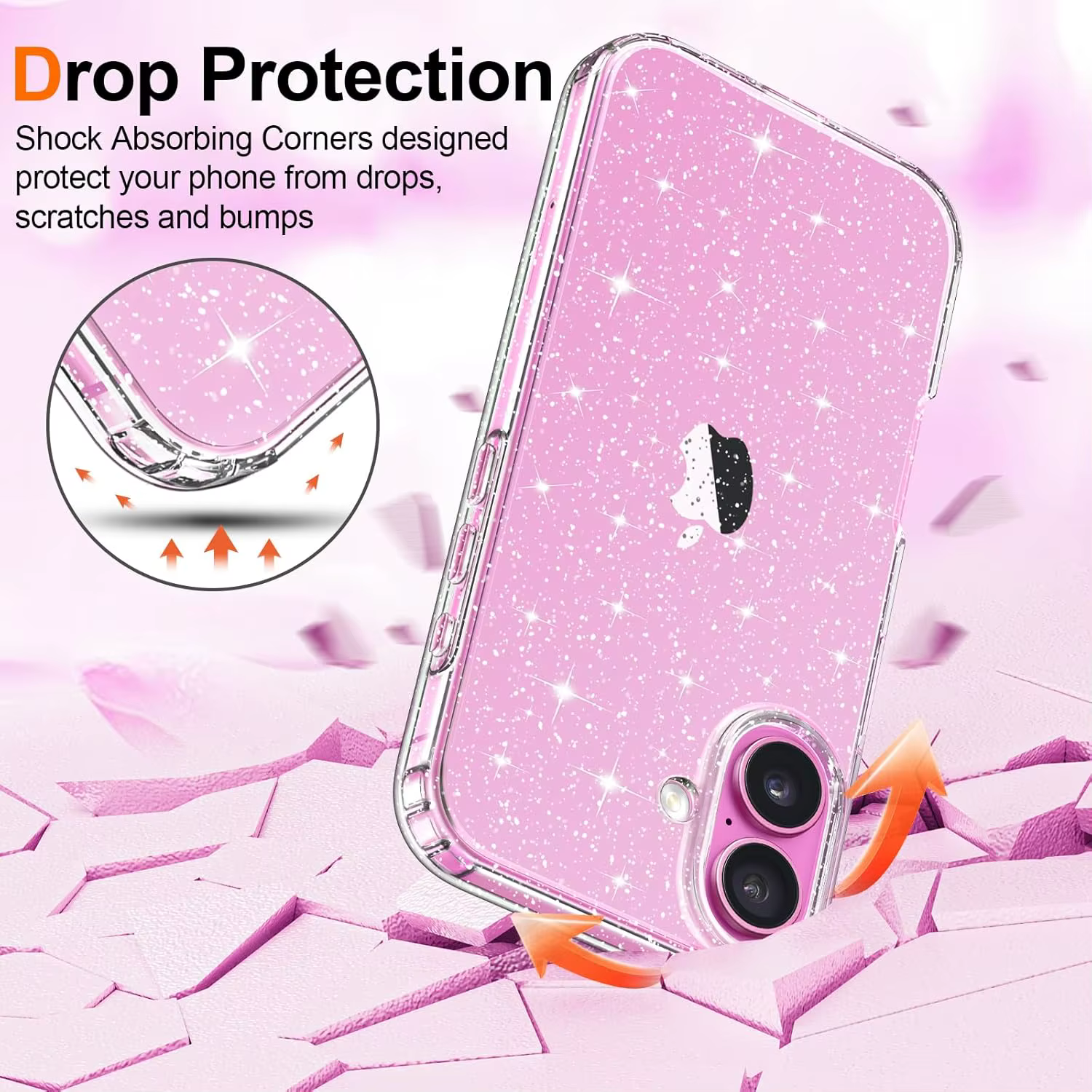 Coque transparente à paillettes pour iPhone 17 Air 16 E Pro Max 16e 15 Plus 14 13 Mini 12 11 SE 2022 2020, accessoires de couverture de téléphone pour femmes et filles