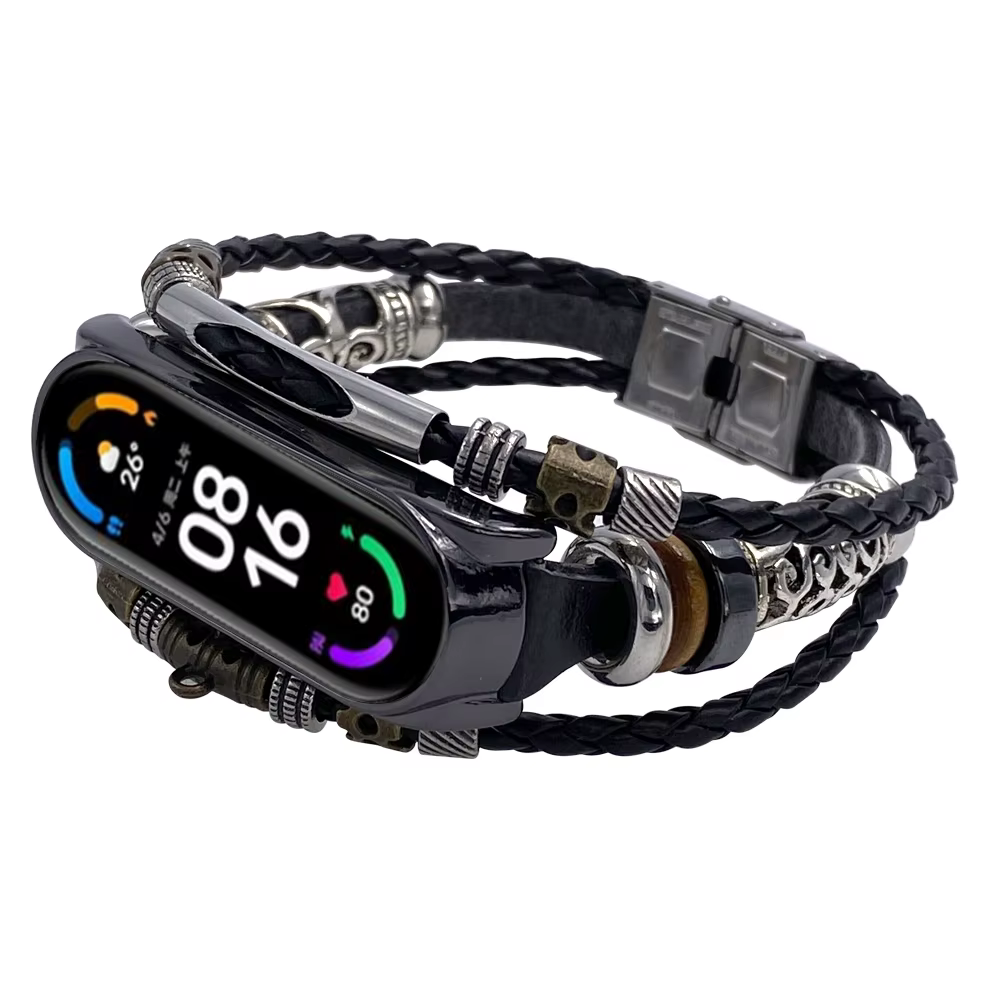 FIFATA Pour Xiaomi Mi Band 7/6/5 Vintage Bracelet Montre Intelligente