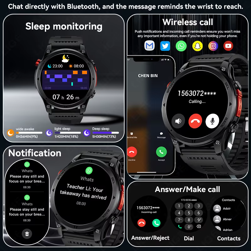 Montre connectée GPS pour l'extérieur, navigation par trajectoire, écran HD 1,46 pouces, plus de 100 modes sportifs, étanche IP68, 530 mAh, boussole pour Android iOS