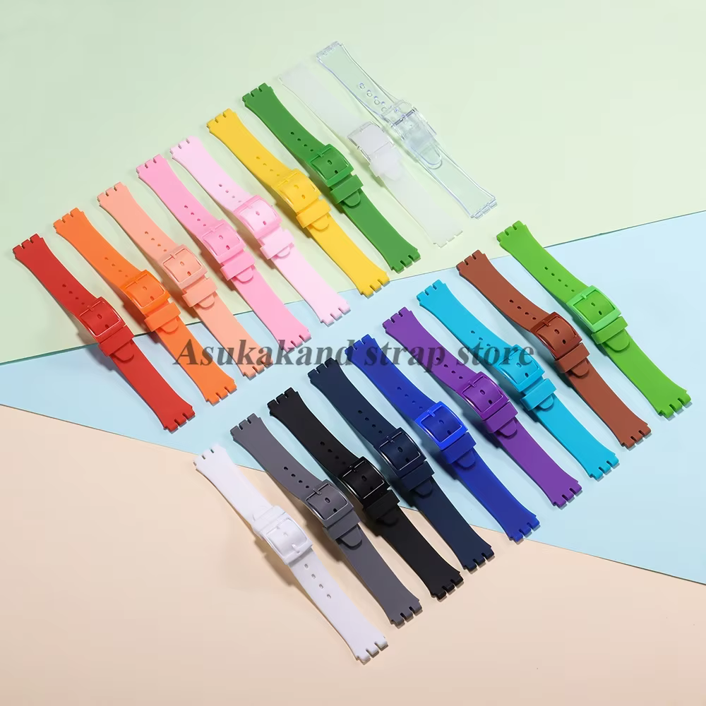 Bracelet de montre en Silicone rose pour Swatch