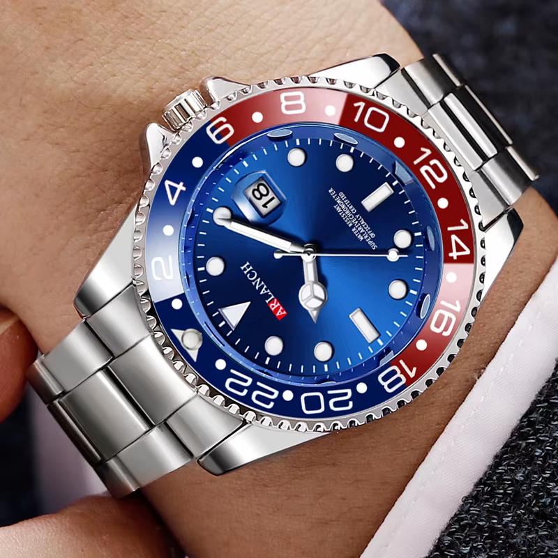 Montre à quartz en acier pour hommes