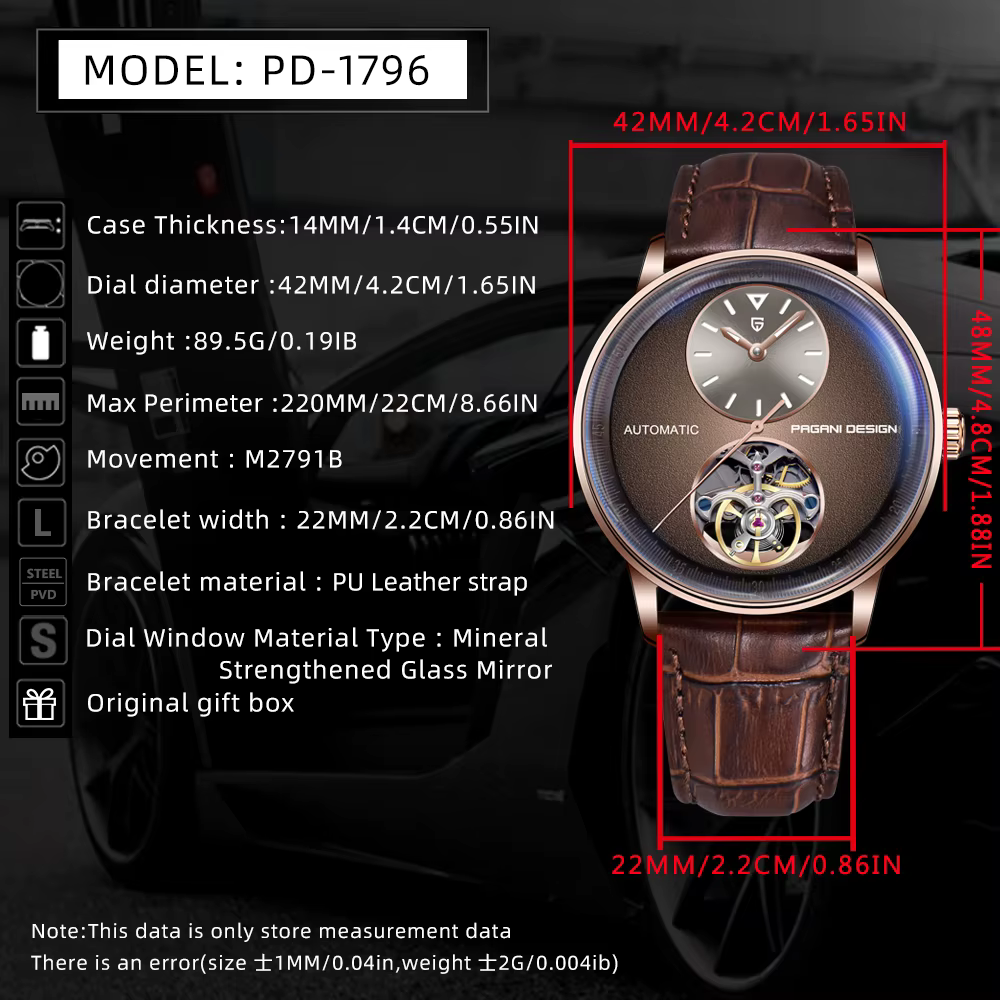 PAGANI DESIGN Montre mécanique rétro minimaliste pour hommes d'affaires