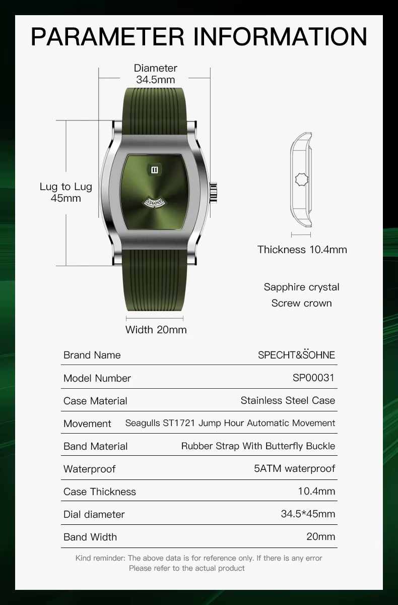 Luxe nouveau Specht & Söhne saut heure automatique mécanique hommes montre saphir cristal acier inoxydable montre-bracelet Reloj Hombre 