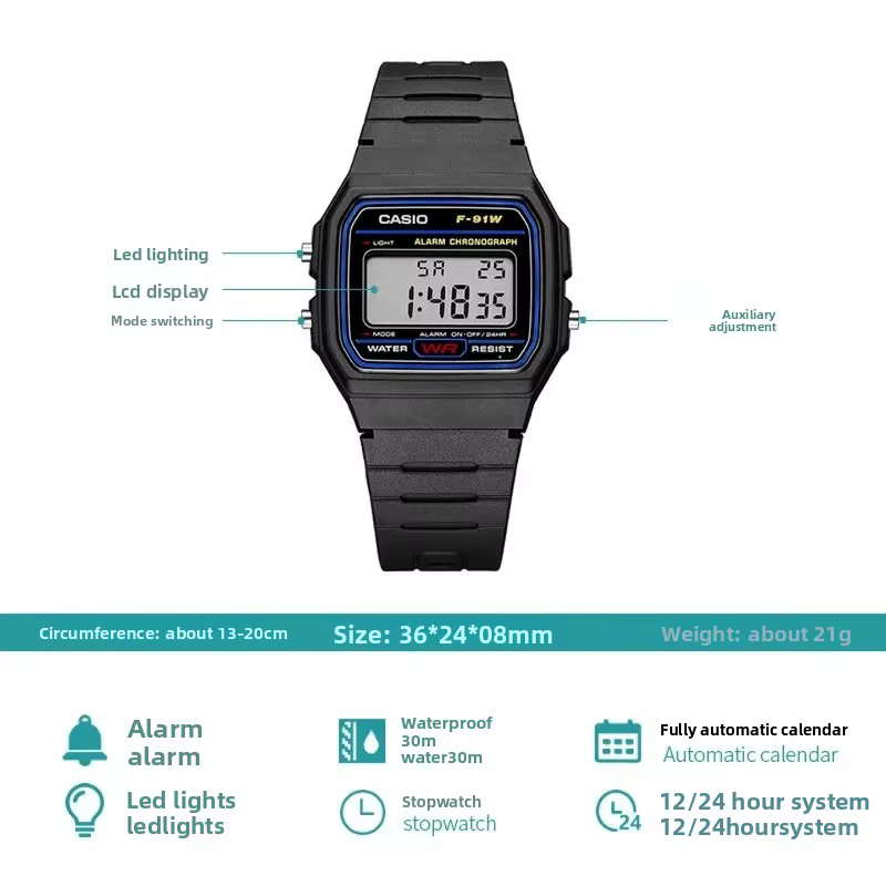 Montre à quartz étanche Casio F91W