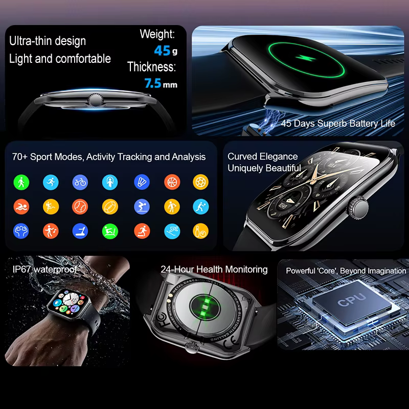 Nouveau pour OPPO Ultra mince montre intelligente hommes AMOLED HD écran toujours afficher l'heure fréquence cardiaque Bluetooth appel sport étanche Smartwatch