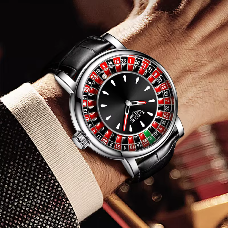 Lige nouvelles montres pour hommes en vedette étanche lumineux montre-bracelet à quartz cadran Las Vegas Roulette Table