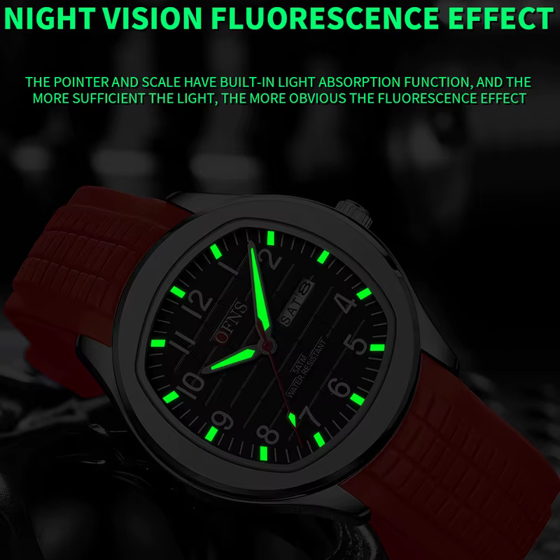 OFNS offre spéciale mode montre pour hommes 50 M étanche luxe lumineux Date semaine multifonction affaires mâle Quartz montre-bracelet Relogio