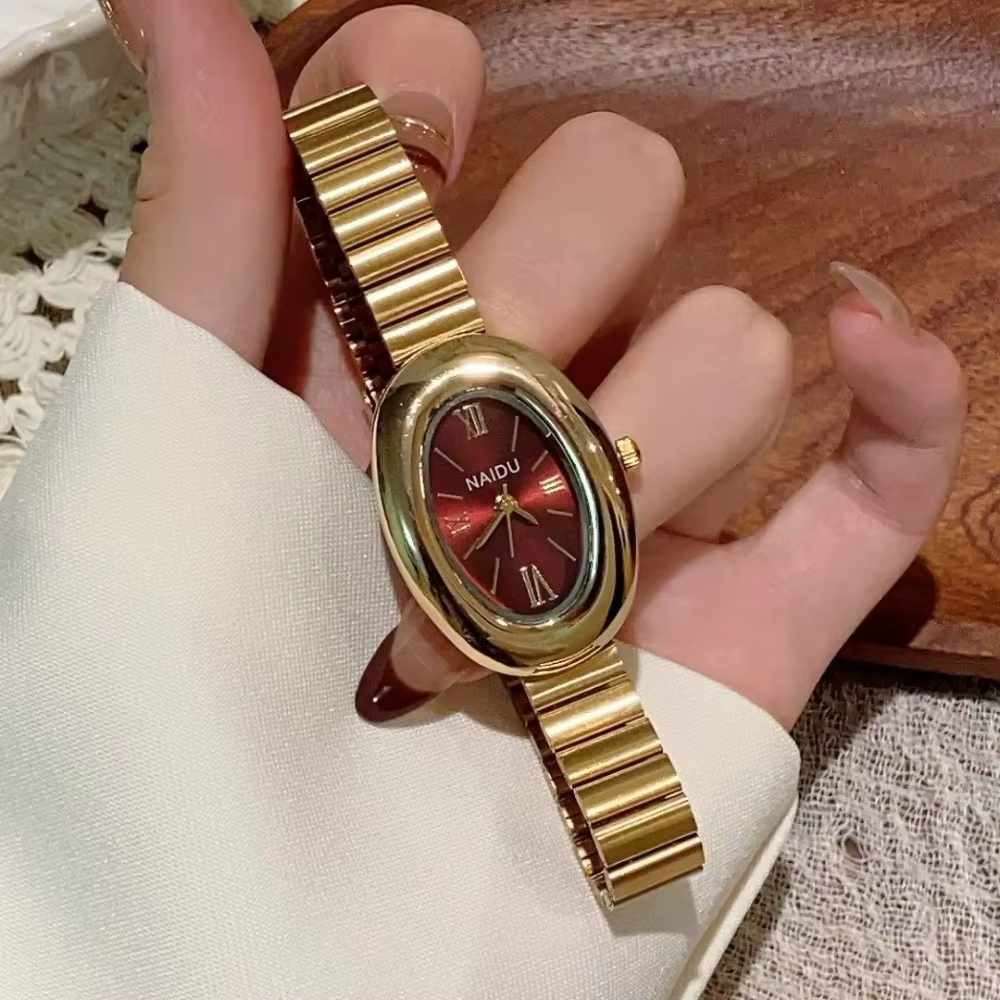 Montres ovales pour femmes avec bracelet en acier inoxydable