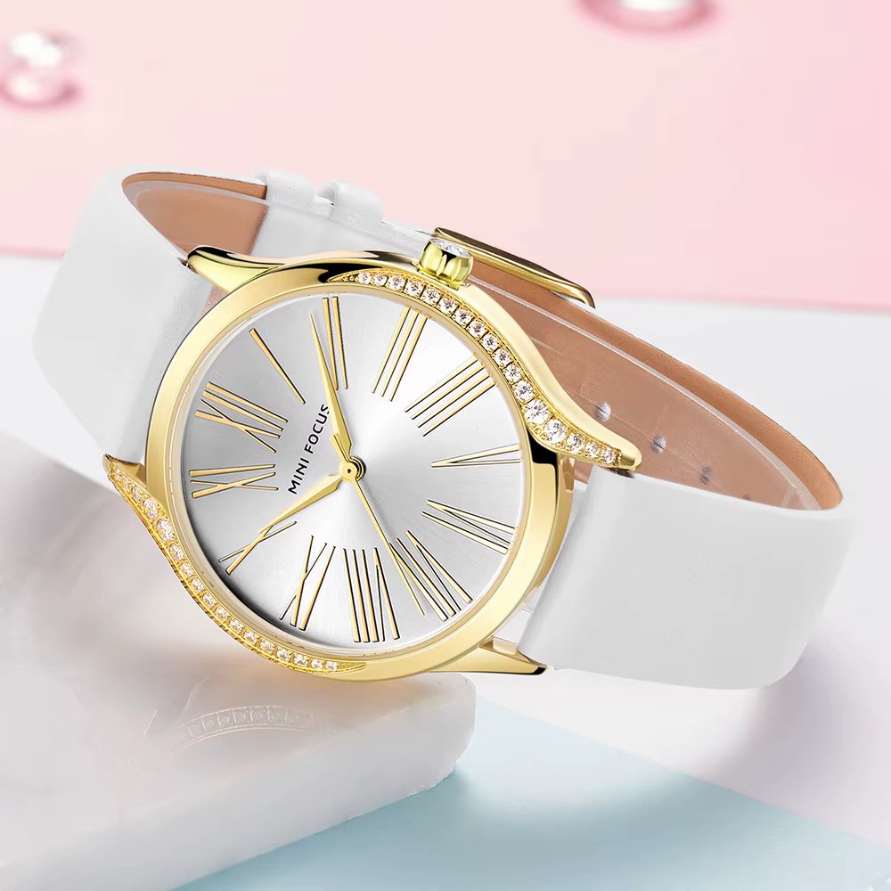 MINI FOCUS-Montre à Quartz Élégante avec Boîtier en Diamants pour Femme