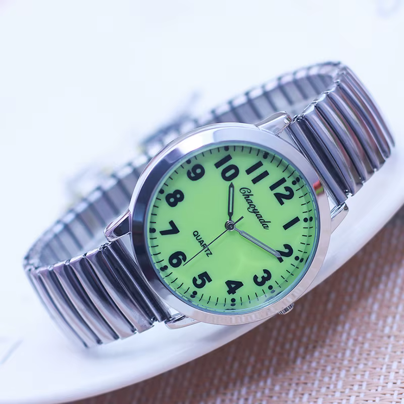 CYD femme homme Couple amoureux visage lumineux numérique qualité montres bracelet élastique en acier inoxydable aiguilles lumineuses montre électronique