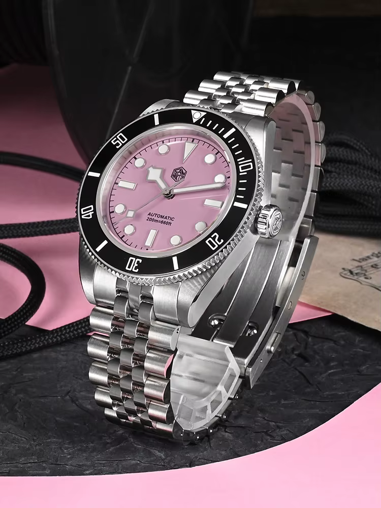 San Martin 40mm NH35 montre pour hommes plongée mécanique montre-Bracelet 5 maillons Bracelet lunette en céramique étanche 20Bar BGW-9 Reloj SN0128