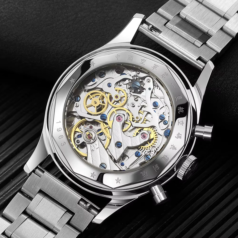 Montre mécanique à remontage manuel en acier inoxydable SEAKOSS Chronographe 40 mm 38 mm 1963 pour homme, originale Seagull ST1901, luminescente, saphir