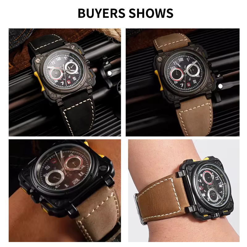 Bracelet de montre en cuir véritable pour Bell Ross BR01/BR03