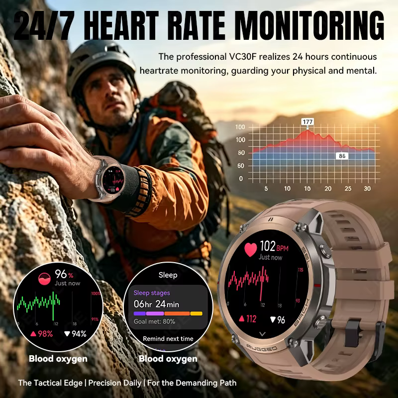 Montre connectée militaire LIGE avec GPS intégré