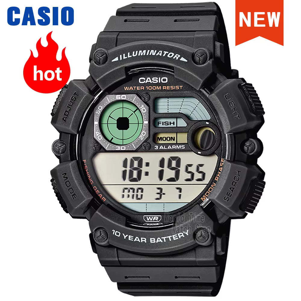 Casio montre numérique à grand cadran pour hommes 10 ans d'autonomie de la batterie 100M étanche Sport