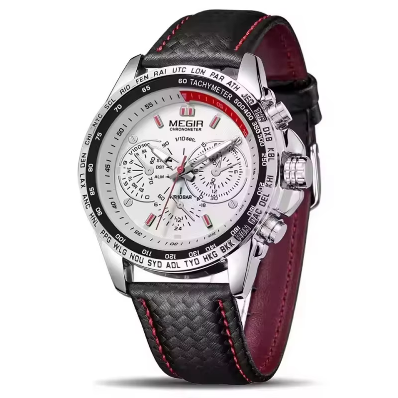 MEGIR 1010 montre à Quartz pour hommes populaire Original de luxe marque de mode bracelet en cuir horloge de sport