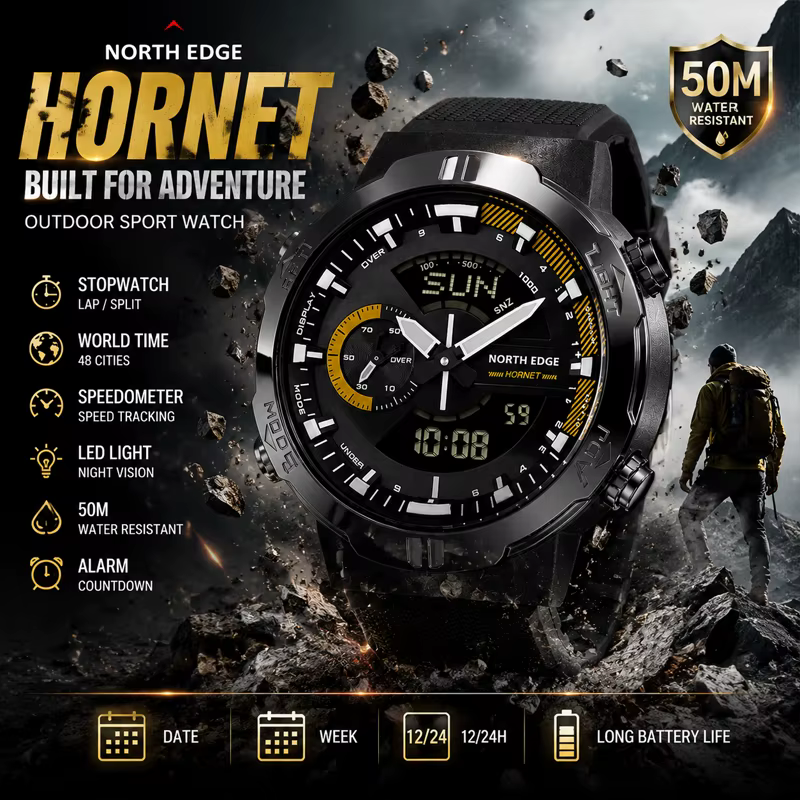 Montre numérique pour homme NORTH EDGE HORNET 2026