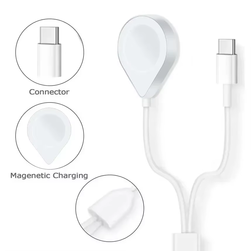 Câble USB C 3 en 2 pour chargeur Apple Watch