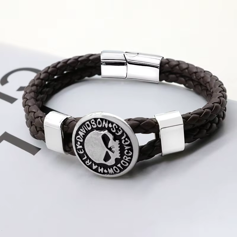 Accessoires de style pour moto Harley Davidson, bracelets vikings tressés en cuir pour hommes et garçons, bracelets vintage