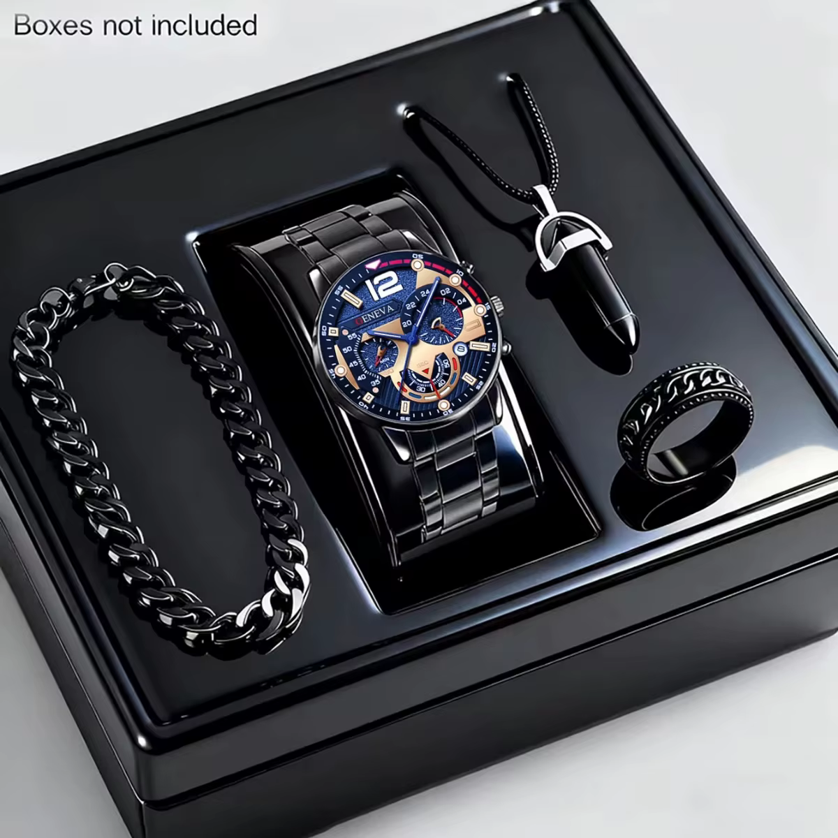 Ensemble de 4 montres à quartz de luxe pour hommes